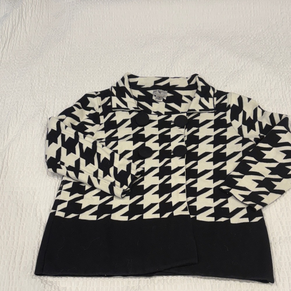 Worthington 100% Cotton Black and White Houndstooth Sweater